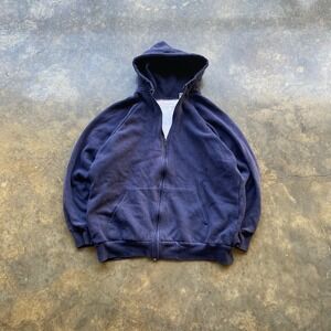 Beautiful Vintage 90s Waffle Thermal Lined Full Zip Hooded Sweatshirt Size XL